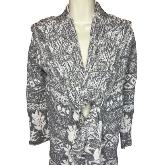Casmari Cashmere Grey & White Open Front Long Cardigan Size 2 (Medium) - Picture 3 of 7